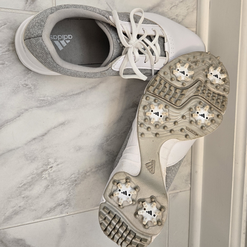 Adidas White and Gray Golf Shoes
